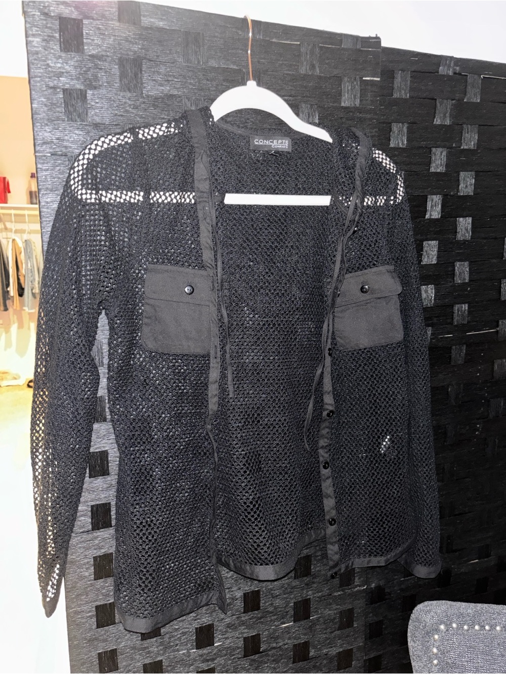 Black Open-Weave Mesh Jacket